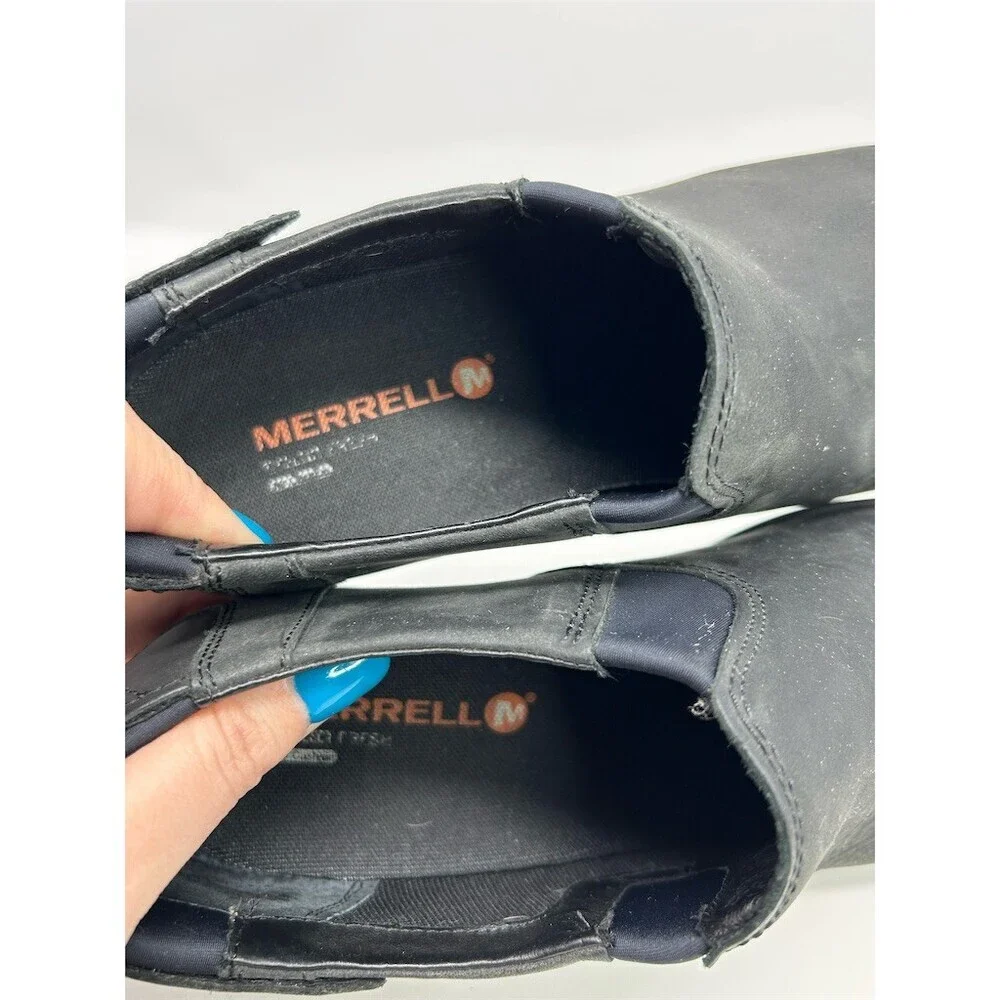 Merrell Womens Slip-On Wedge Comfort Shoes Black Elastic Gore Work Casual Size 8
